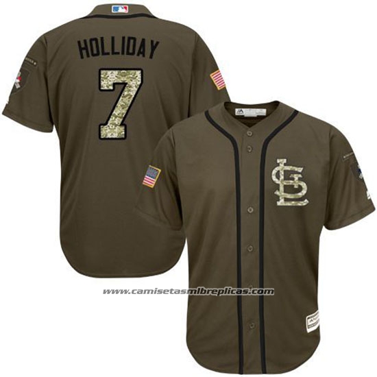 Camiseta Beisbol Hombre St. Louis Cardinals 7 Matt Holliday Verde Salute To Service